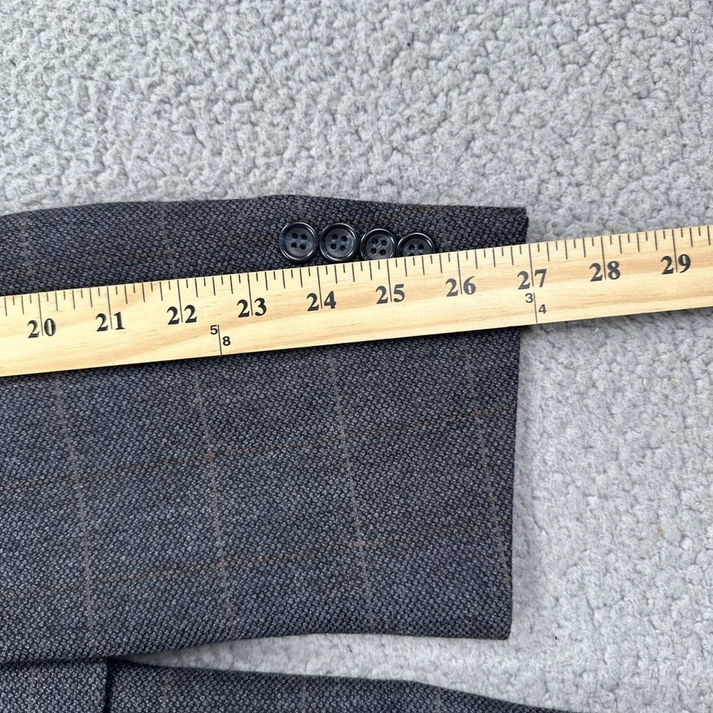 Botany 500 Allan Blazer Men 46L Blue‎ Windowpane Plaid Lambswool Sport Coat